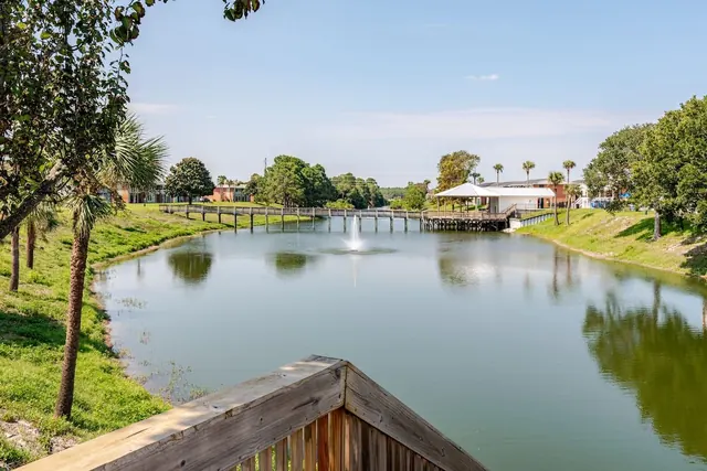 Lake with fountain