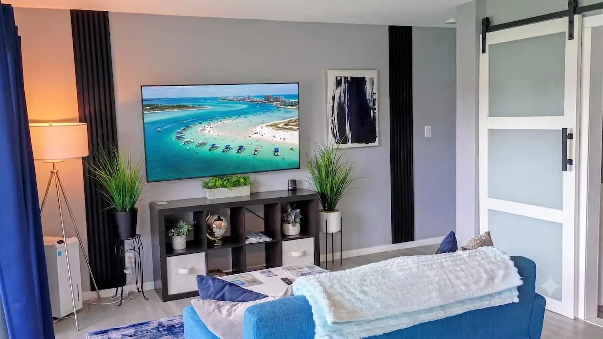 Cozy lounge with smart TV