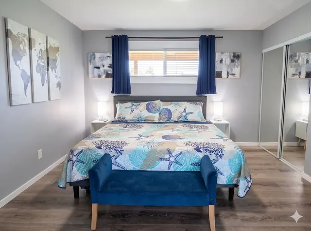 Coastal-inspired king bedroom