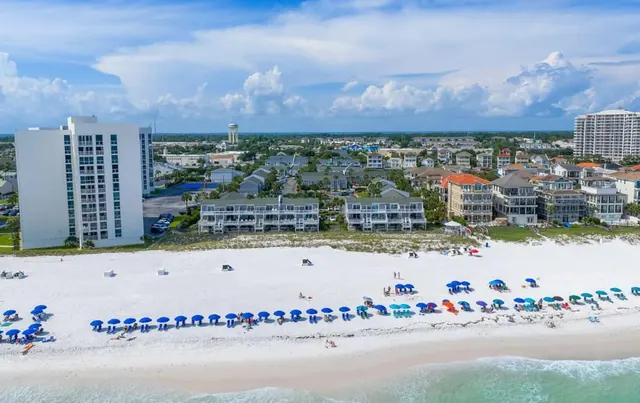Aerial view of the Gulf-front community and beach